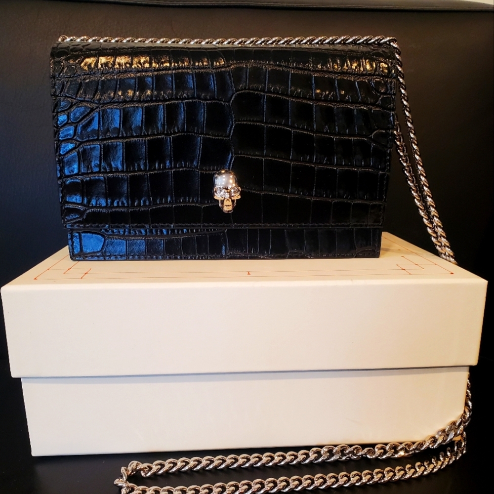 ALEXANDER MCQUEEN BLACK LEATHER BAG NEW IN BOX